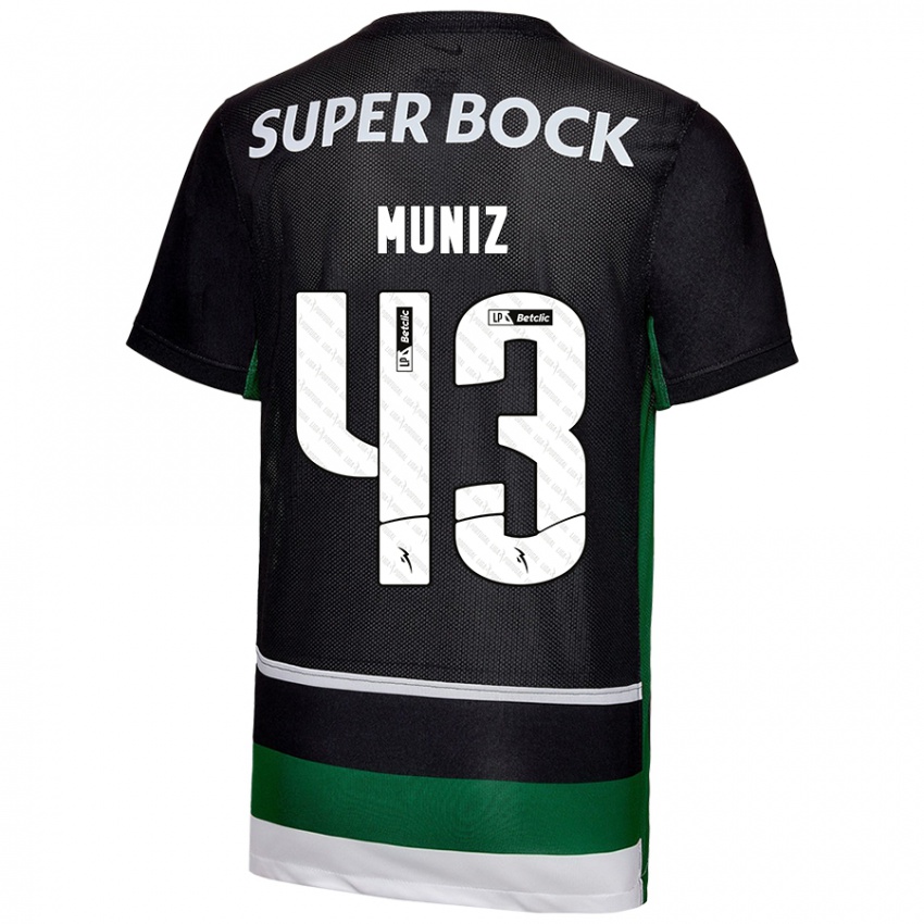 Enfant Maillot João Muniz #43 Noir Blanc Vert Tenues Domicile 2024/25 T-Shirt Suisse