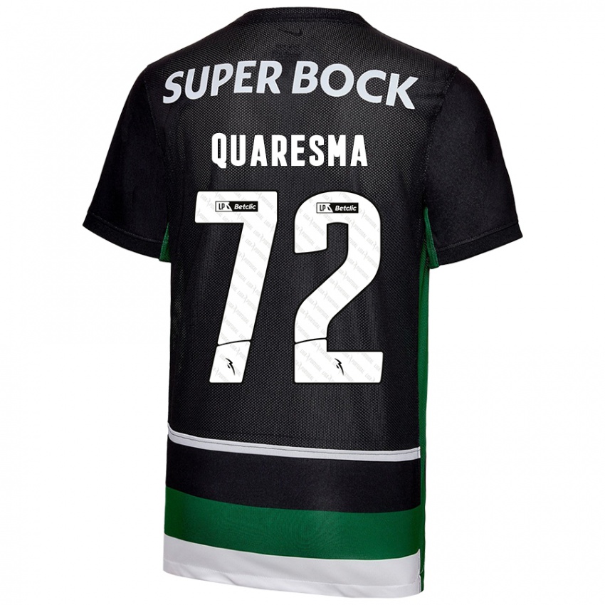 Enfant Maillot Eduardo Quaresma #72 Noir Blanc Vert Tenues Domicile 2024/25 T-Shirt Suisse