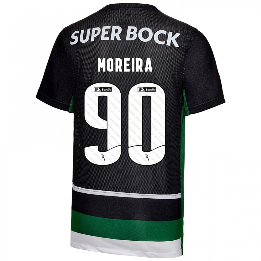 Enfant Maillot Afonso Moreira #90 Noir Blanc Vert Tenues Domicile 2024/25 T-Shirt Suisse