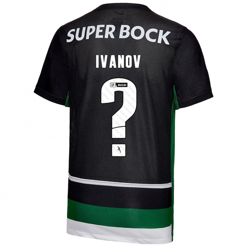 Enfant Maillot David Ivanov #0 Noir Blanc Vert Tenues Domicile 2024/25 T-Shirt Suisse