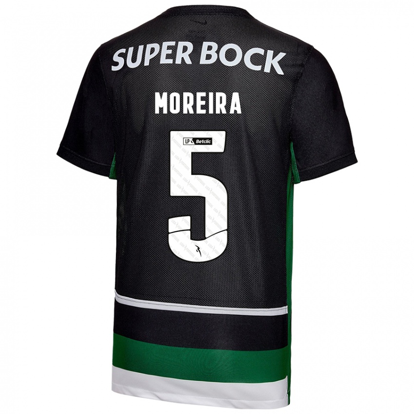 Enfant Maillot David Moreira #5 Noir Blanc Vert Tenues Domicile 2024/25 T-Shirt Suisse