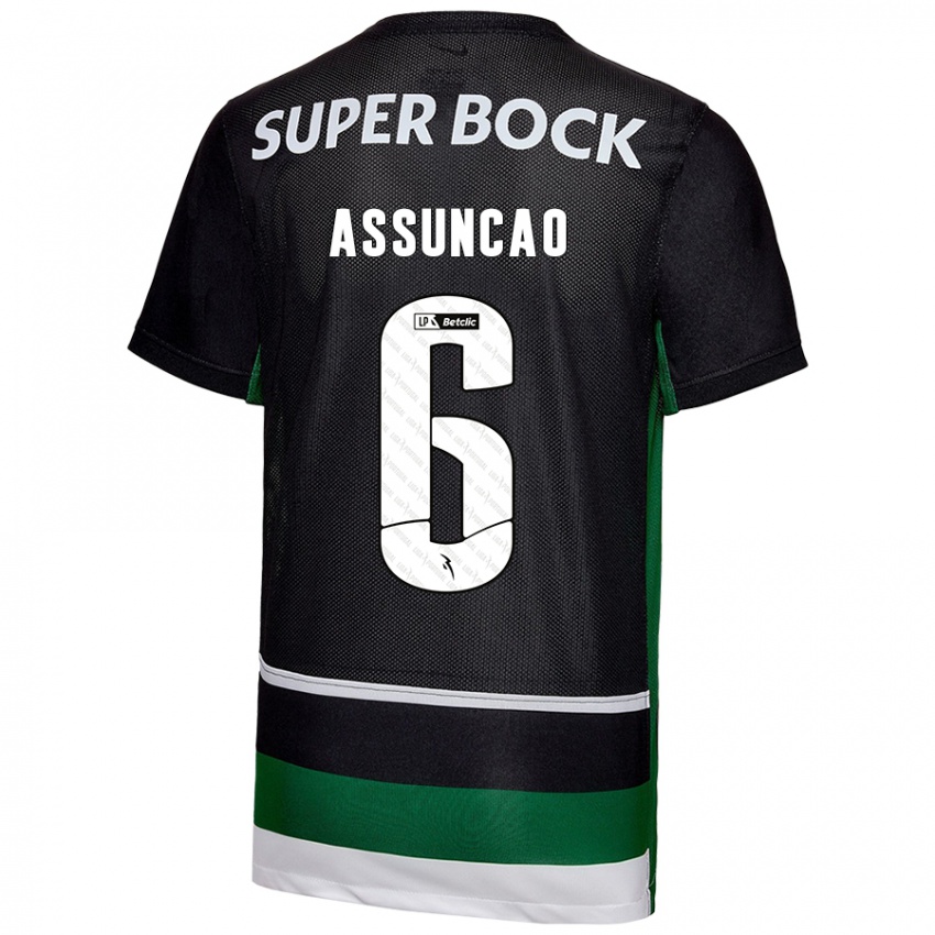 Enfant Maillot João Assunção #6 Noir Blanc Vert Tenues Domicile 2024/25 T-Shirt Suisse