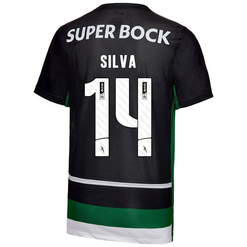 Enfant Maillot Guilherme Silva #14 Noir Blanc Vert Tenues Domicile 2024/25 T-Shirt Suisse