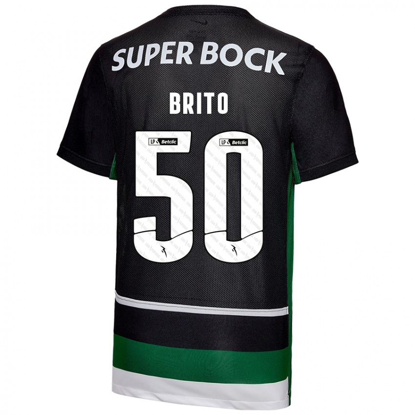 Enfant Maillot Alexandre Brito #50 Noir Blanc Vert Tenues Domicile 2024/25 T-Shirt Suisse