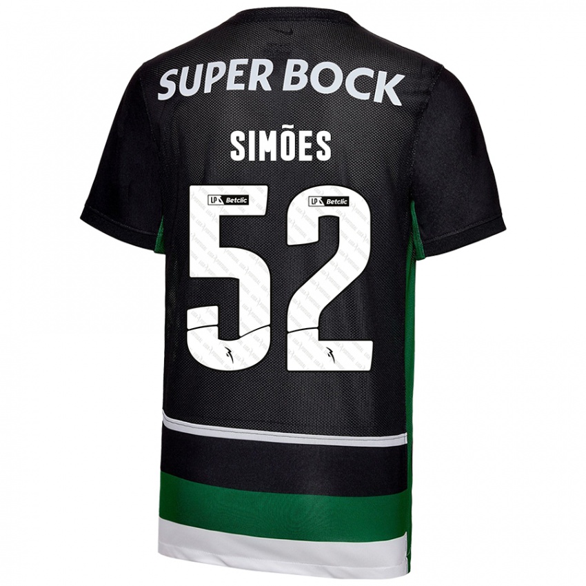 Enfant Maillot João Simões #52 Noir Blanc Vert Tenues Domicile 2024/25 T-Shirt Suisse