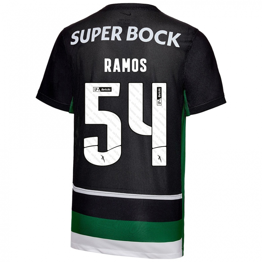 Enfant Maillot Bruno Ramos #54 Noir Blanc Vert Tenues Domicile 2024/25 T-Shirt Suisse