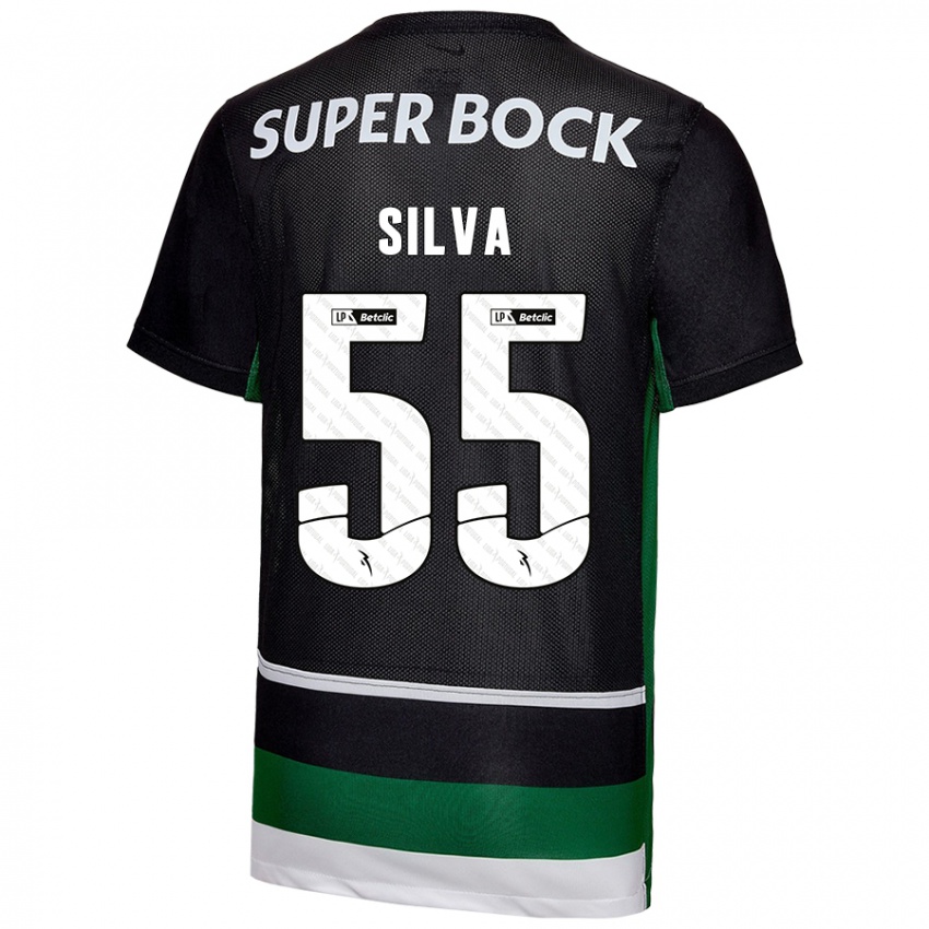 Enfant Maillot José Silva #55 Noir Blanc Vert Tenues Domicile 2024/25 T-Shirt Suisse