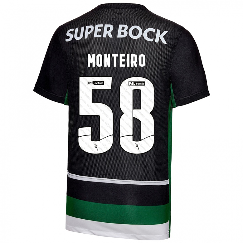 Enfant Maillot David Monteiro #58 Noir Blanc Vert Tenues Domicile 2024/25 T-Shirt Suisse