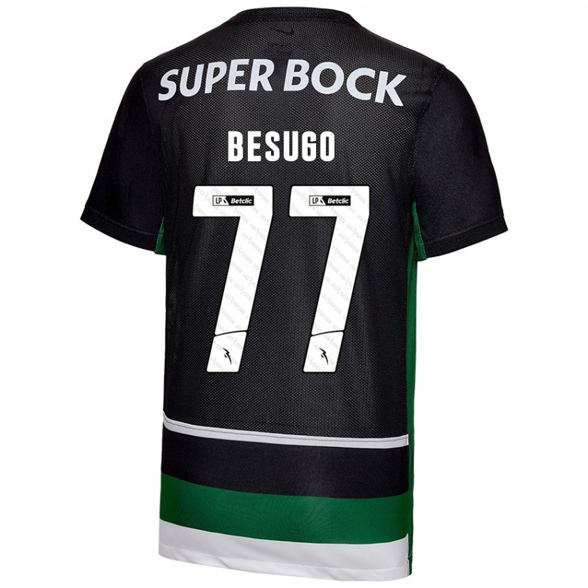 Enfant Maillot Rafael Besugo #77 Noir Blanc Vert Tenues Domicile 2024/25 T-Shirt Suisse