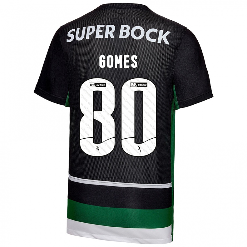 Enfant Maillot Luís Gomes #80 Noir Blanc Vert Tenues Domicile 2024/25 T-Shirt Suisse