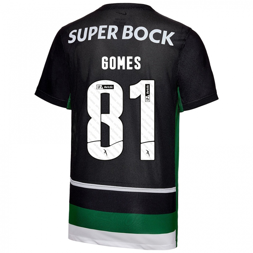 Enfant Maillot Salvador Gomes #81 Noir Blanc Vert Tenues Domicile 2024/25 T-Shirt Suisse