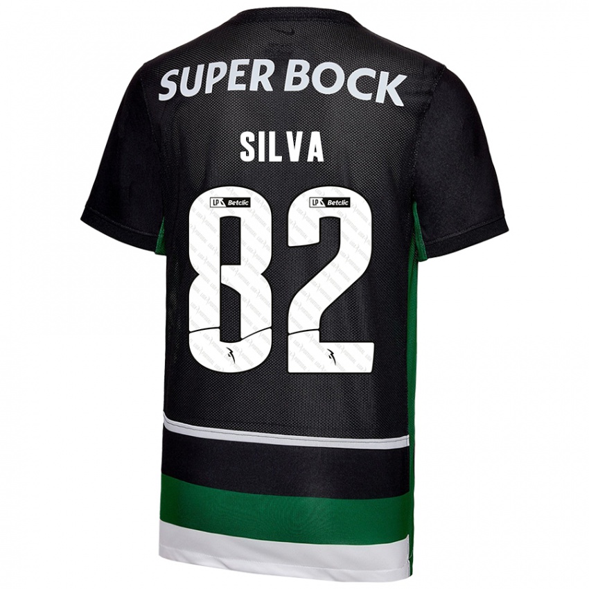 Enfant Maillot Gabriel Silva #82 Noir Blanc Vert Tenues Domicile 2024/25 T-Shirt Suisse