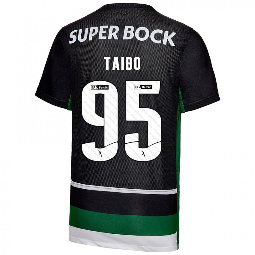 Enfant Maillot Lucas Taibo #95 Noir Blanc Vert Tenues Domicile 2024/25 T-Shirt Suisse