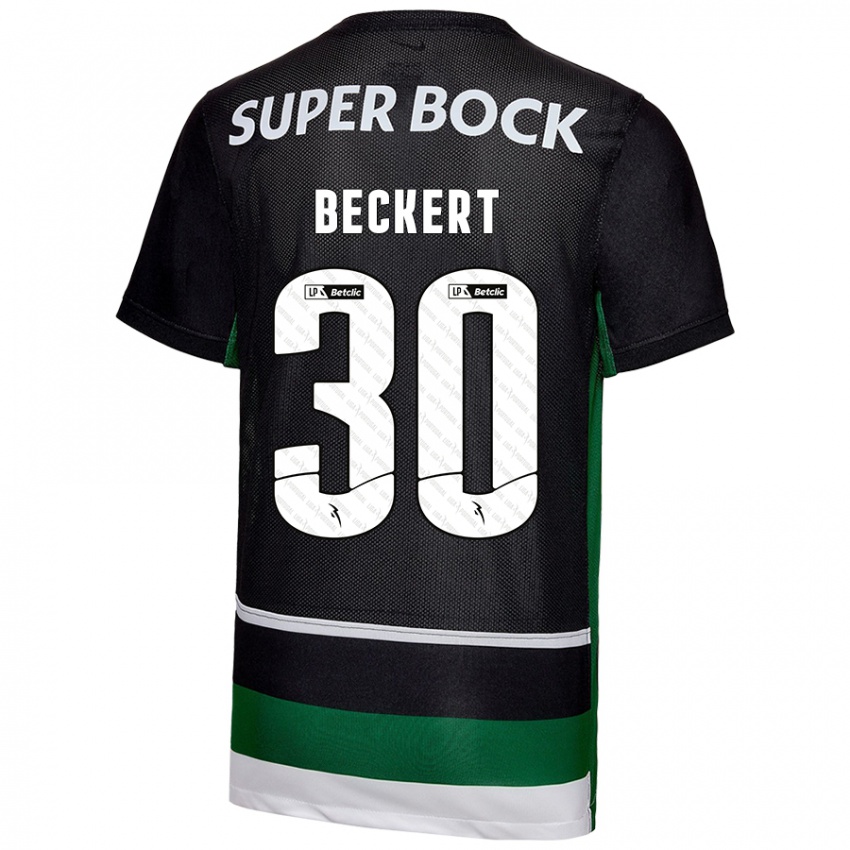 Enfant Maillot Carolina Beckert #30 Noir Blanc Vert Tenues Domicile 2024/25 T-Shirt Suisse