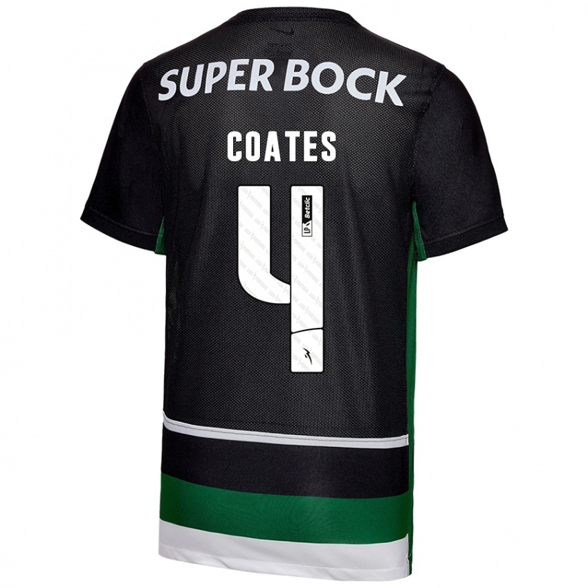 Enfant Maillot Sebastián Coates #4 Noir Blanc Vert Tenues Domicile 2024/25 T-Shirt Suisse