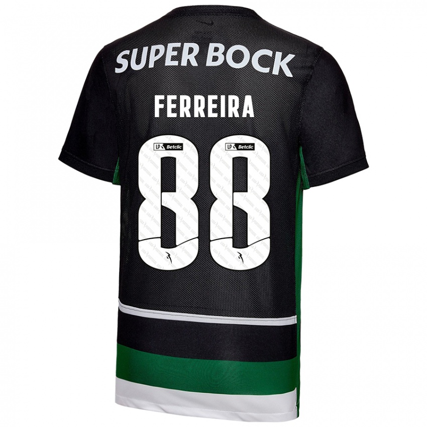 Enfant Maillot Tiago Ferreira #88 Noir Blanc Vert Tenues Domicile 2024/25 T-Shirt Suisse