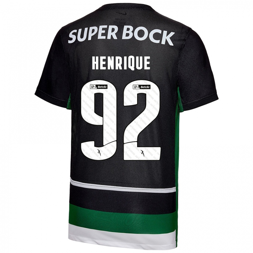 Enfant Maillot Eduardo Henrique #92 Noir Blanc Vert Tenues Domicile 2024/25 T-Shirt Suisse