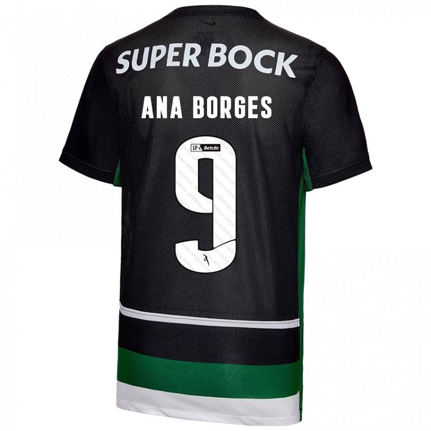 Enfant Maillot Ana Catarina Marques Borges #9 Noir Blanc Vert Tenues Domicile 2024/25 T-Shirt Suisse