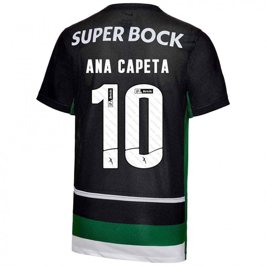 Enfant Maillot Ana Capeta #10 Noir Blanc Vert Tenues Domicile 2024/25 T-Shirt Suisse