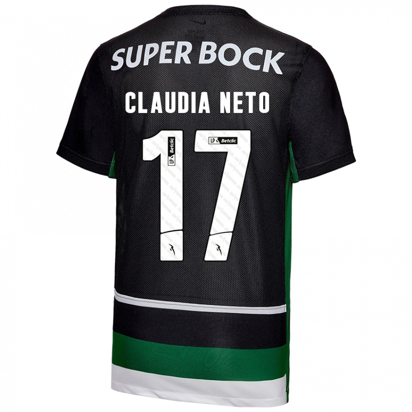 Enfant Maillot Cláudia Teresa Pires Neto #17 Noir Blanc Vert Tenues Domicile 2024/25 T-Shirt Suisse