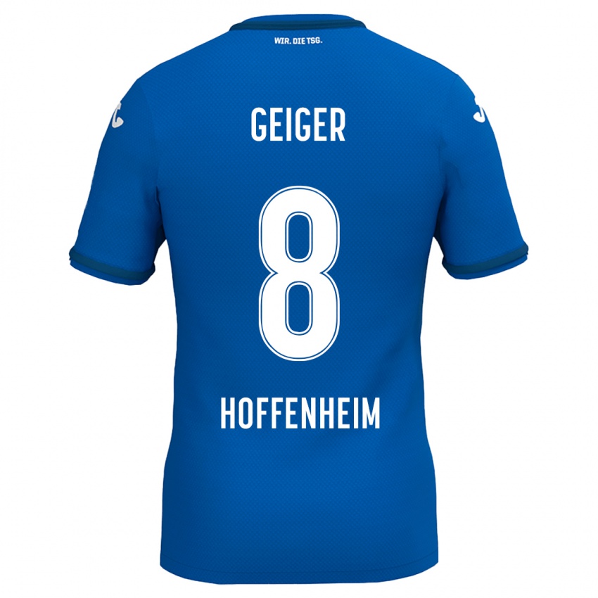 Kinder Dennis Geiger #8 Königsblau Heimtrikot Trikot 2024/25 T-Shirt Schweiz