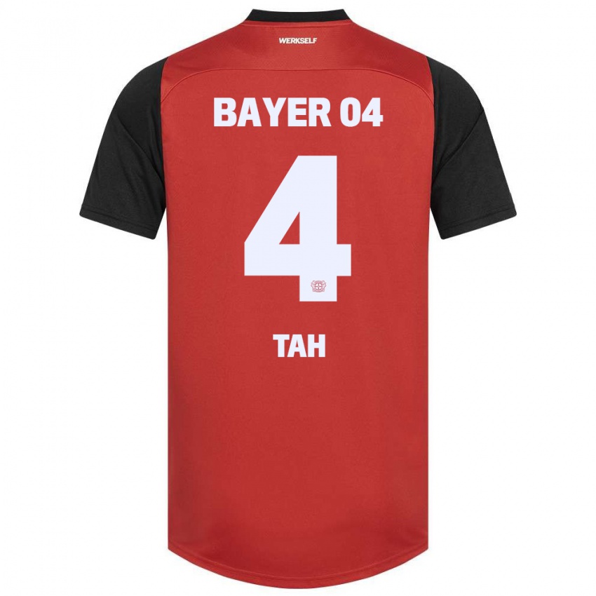 Kinder Jonathan Tah #4 Rot Schwarz Heimtrikot Trikot 2024/25 T-Shirt Schweiz