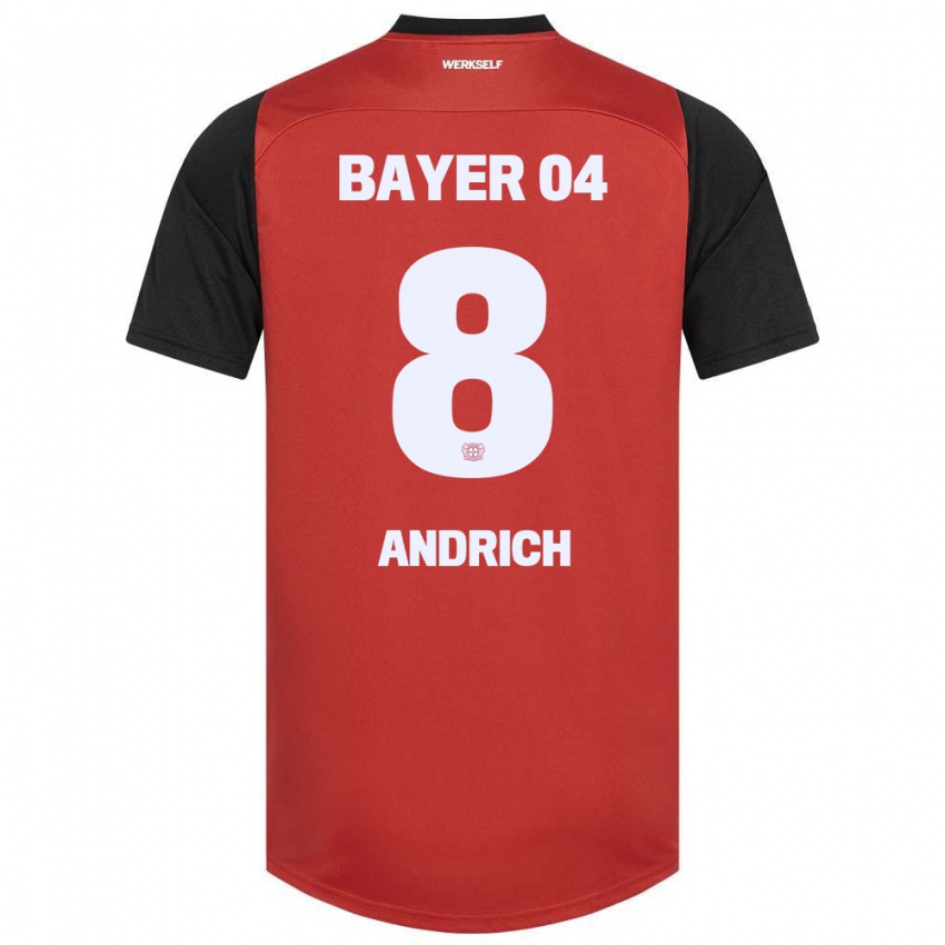 Kinder Robert Andrich #8 Rot Schwarz Heimtrikot Trikot 2024/25 T-Shirt Schweiz