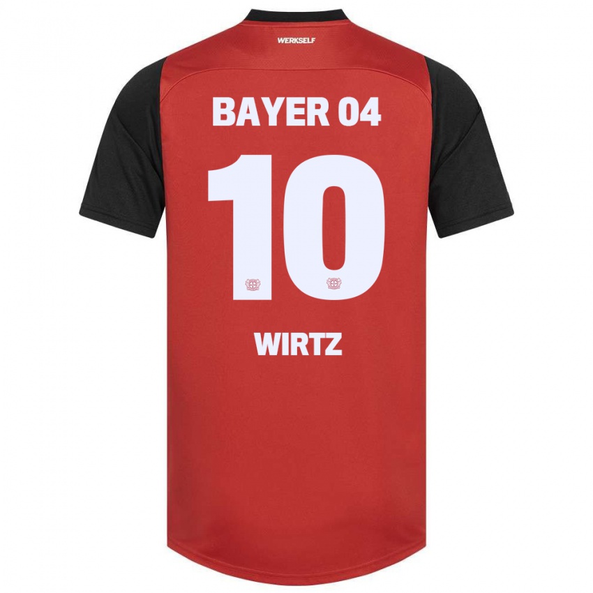 Kinder Florian Wirtz #10 Rot Schwarz Heimtrikot Trikot 2024/25 T-Shirt Schweiz