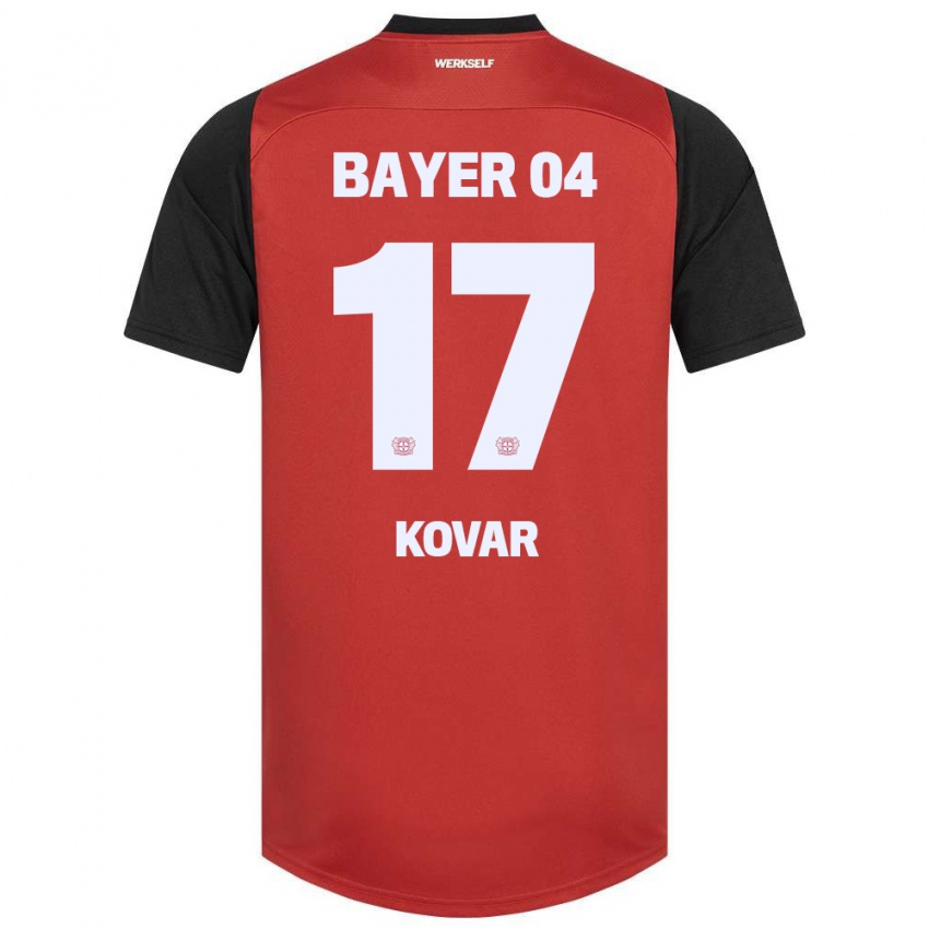 Kinder Matej Kovar #17 Rot Schwarz Heimtrikot Trikot 2024/25 T-Shirt Schweiz