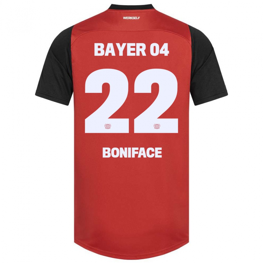 Kinder Victor Boniface #22 Rot Schwarz Heimtrikot Trikot 2024/25 T-Shirt Schweiz