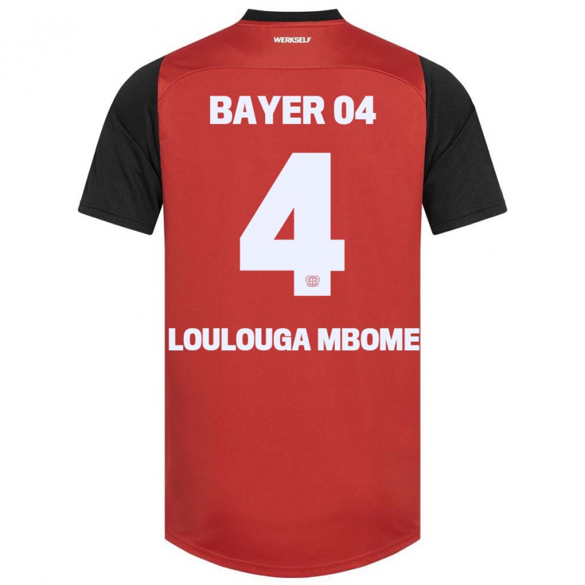 Kinder Adrien Loulouga Mbome #4 Rot Schwarz Heimtrikot Trikot 2024/25 T-Shirt Schweiz