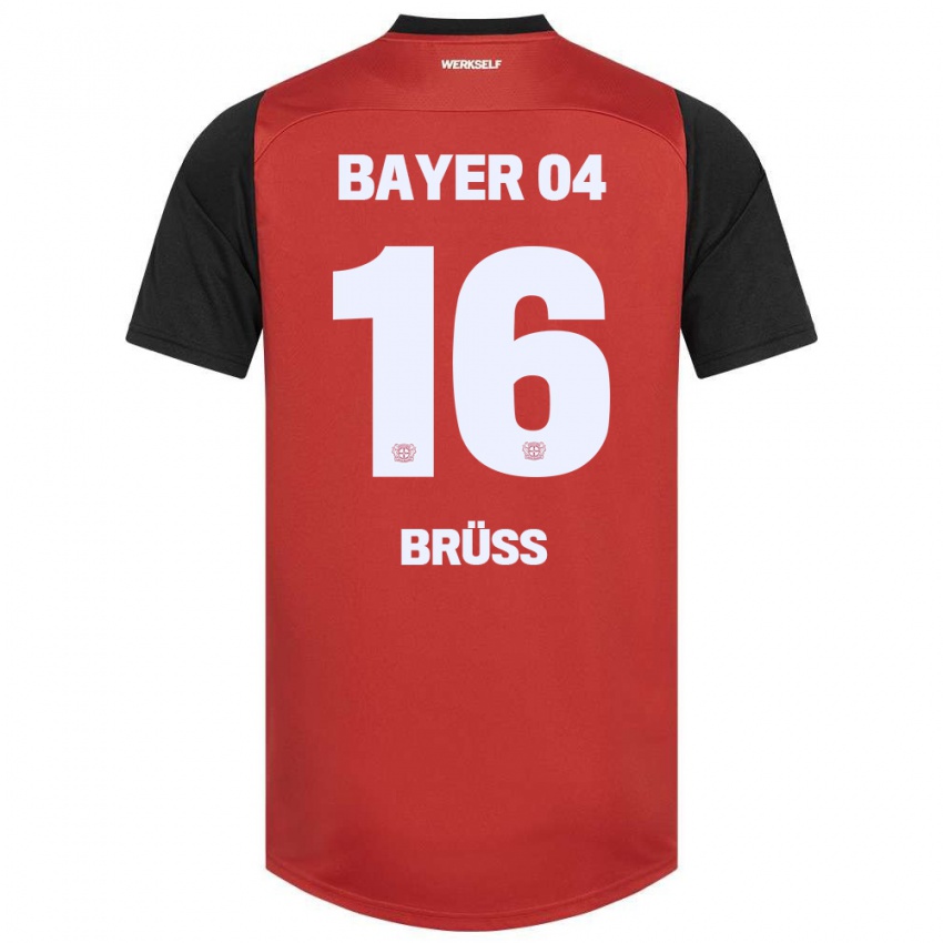 Kinder Tom Brüss #16 Rot Schwarz Heimtrikot Trikot 2024/25 T-Shirt Schweiz