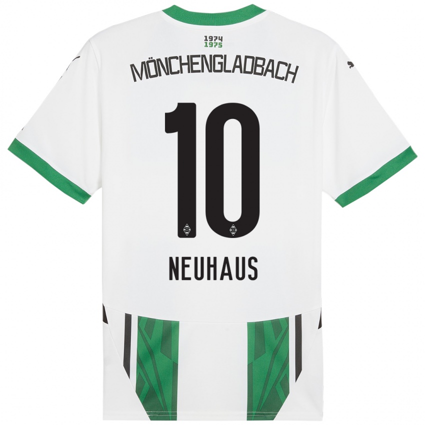 Enfant Maillot Florian Neuhaus #10 Blanc Vert Tenues Domicile 2024/25 T-Shirt Suisse