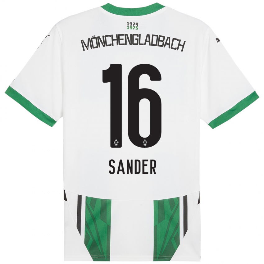 Enfant Maillot Philipp Sander #16 Blanc Vert Tenues Domicile 2024/25 T-Shirt Suisse