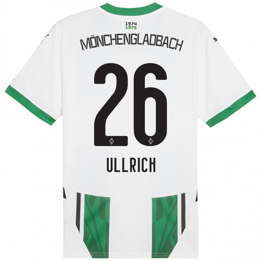 Enfant Maillot Lukas Ullrich #26 Blanc Vert Tenues Domicile 2024/25 T-Shirt Suisse