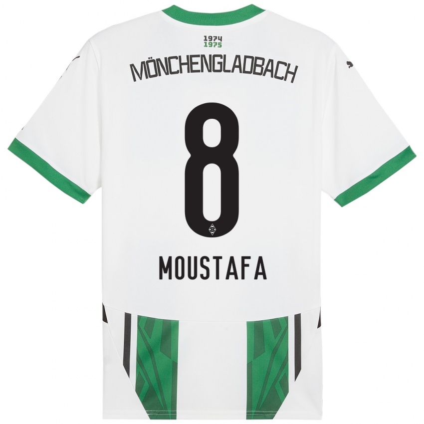 Enfant Maillot Moustafa Ashraf Moustafa #8 Blanc Vert Tenues Domicile 2024/25 T-Shirt Suisse