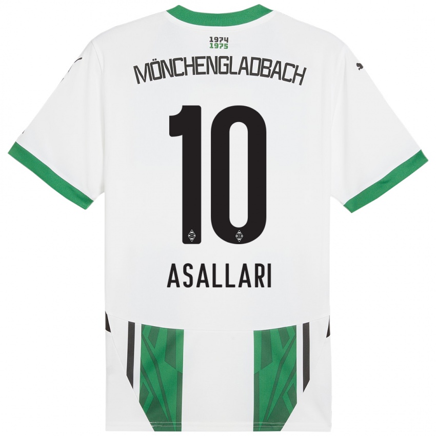 Enfant Maillot Kushtrim Asallari #10 Blanc Vert Tenues Domicile 2024/25 T-Shirt Suisse