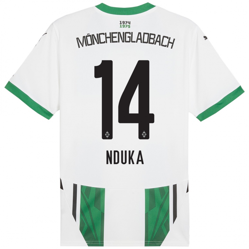 Enfant Maillot Michael Nduka #14 Blanc Vert Tenues Domicile 2024/25 T-Shirt Suisse