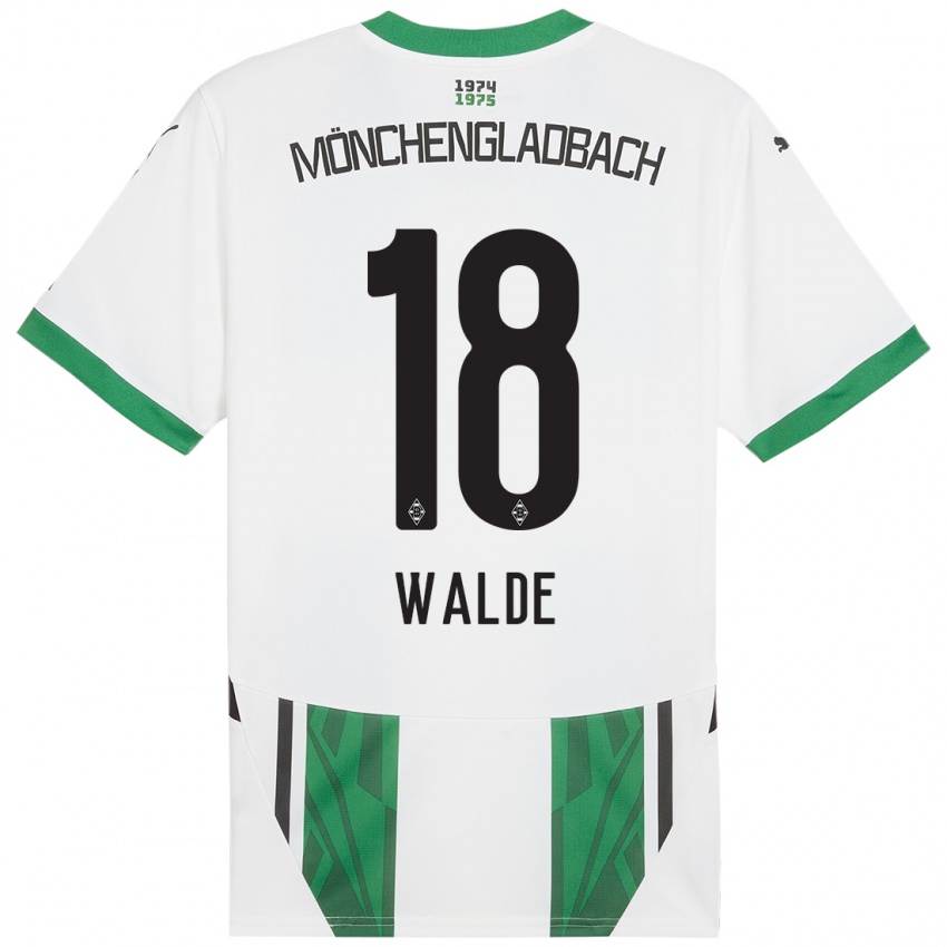 Enfant Maillot Simon Walde #18 Blanc Vert Tenues Domicile 2024/25 T-Shirt Suisse