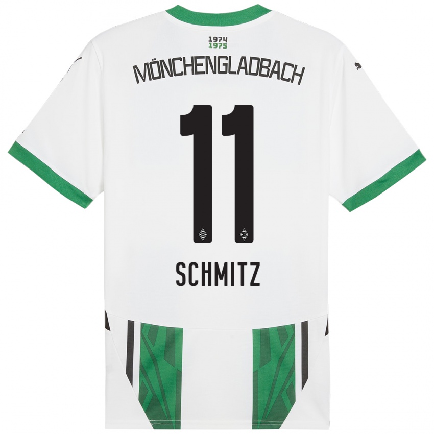 Enfant Maillot Louisa Schmitz #11 Blanc Vert Tenues Domicile 2024/25 T-Shirt Suisse