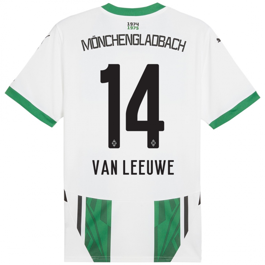 Enfant Maillot Kyra Van Leeuwe #14 Blanc Vert Tenues Domicile 2024/25 T-Shirt Suisse