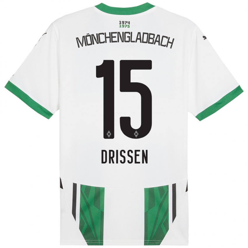 Enfant Maillot Sam Drissen #15 Blanc Vert Tenues Domicile 2024/25 T-Shirt Suisse