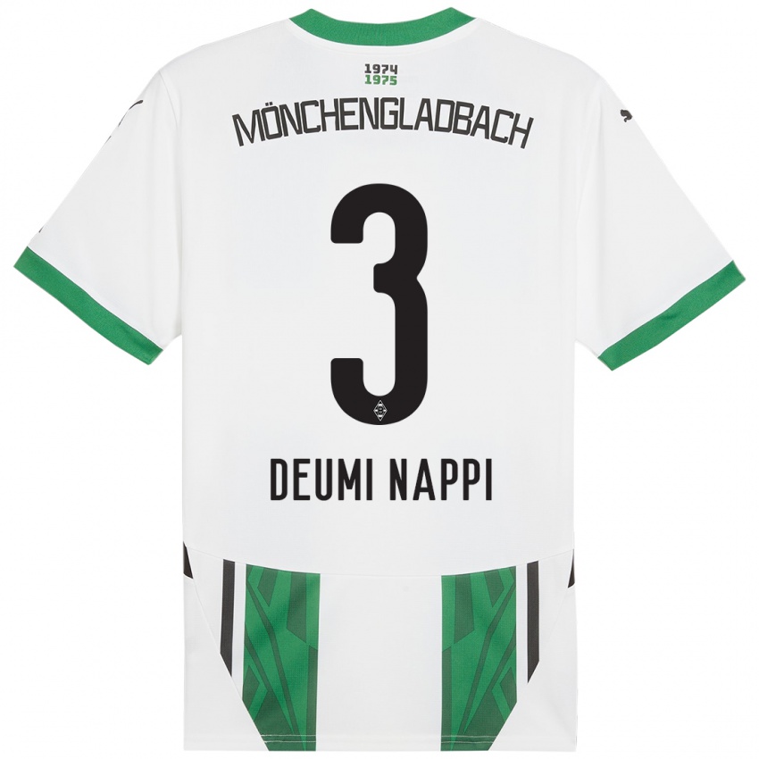 Enfant Maillot Dimitrie Deumi Nappi #3 Blanc Vert Tenues Domicile 2024/25 T-Shirt Suisse