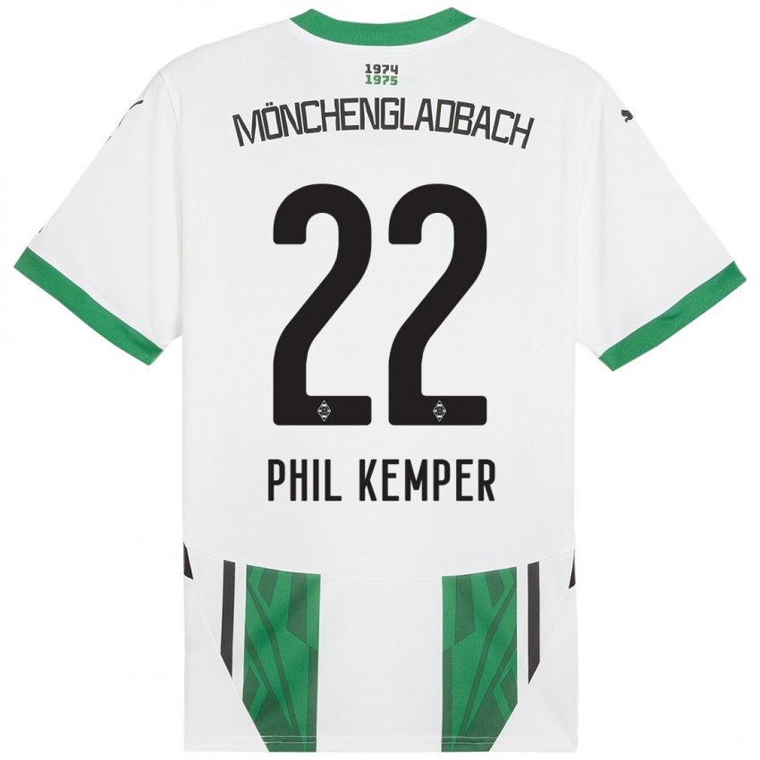 Enfant Maillot Phil Kemper #22 Blanc Vert Tenues Domicile 2024/25 T-Shirt Suisse