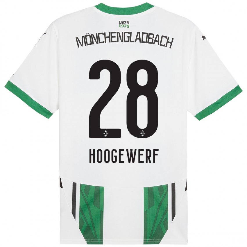 Enfant Maillot Dillon Hoogewerf #28 Blanc Vert Tenues Domicile 2024/25 T-Shirt Suisse