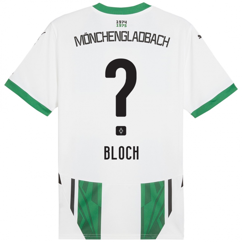 Enfant Maillot Stefan Bloch #0 Blanc Vert Tenues Domicile 2024/25 T-Shirt Suisse