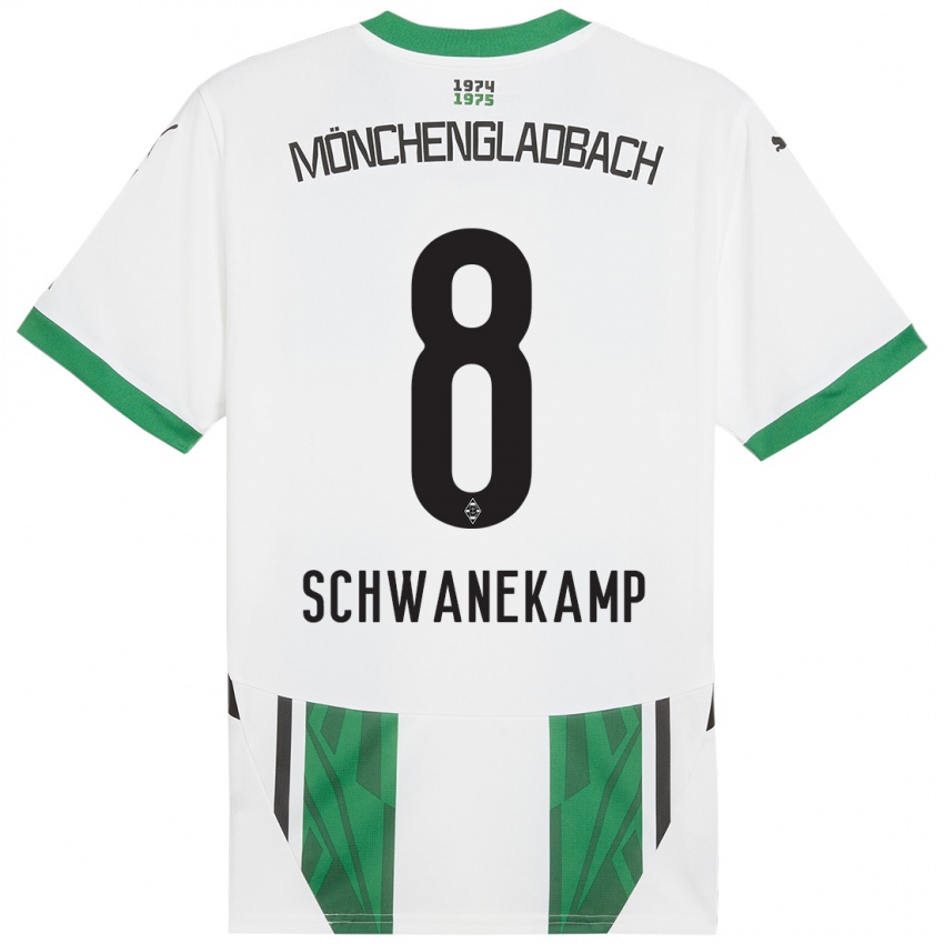 Enfant Maillot Jana Schwanekamp #8 Blanc Vert Tenues Domicile 2024/25 T-Shirt Suisse