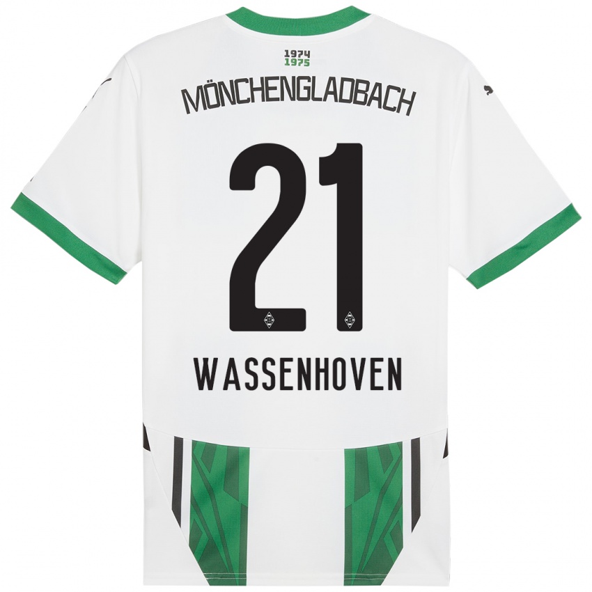 Enfant Maillot Michelle Wassenhoven #21 Blanc Vert Tenues Domicile 2024/25 T-Shirt Suisse