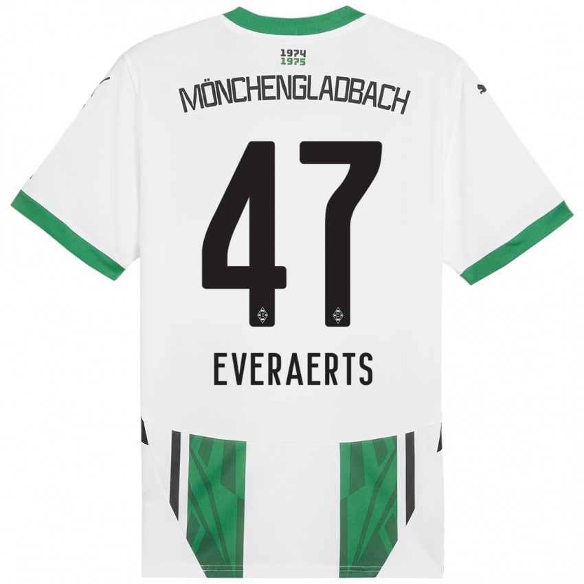 Enfant Maillot Kim Everaerts #47 Blanc Vert Tenues Domicile 2024/25 T-Shirt Suisse