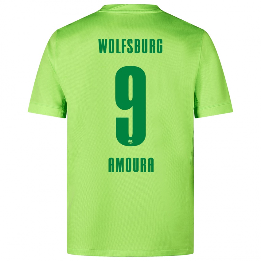 Kinder Mohamed Amoura #9 Fluoreszierendes Grün Heimtrikot Trikot 2024/25 T-Shirt Schweiz